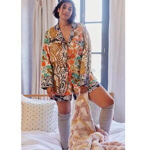 Anthropologie Cally Conway Sleep Shirt Women's Small Woodland Fable Print Forest